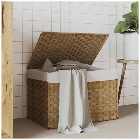 Cesto Portabiancheria Con Coperchio 55,5x35x34 Cm Polyrattan - Foto 1