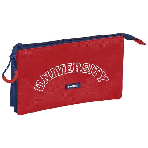Astuccio Scuola Safta University Rosso Blu Marino (22 X 12 X 3 Cm) - Foto 1