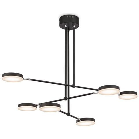 Lampadario A Sospensione Moderno Fad Metallo Nero Acrilico 6 Luci Led 40w - Foto 1