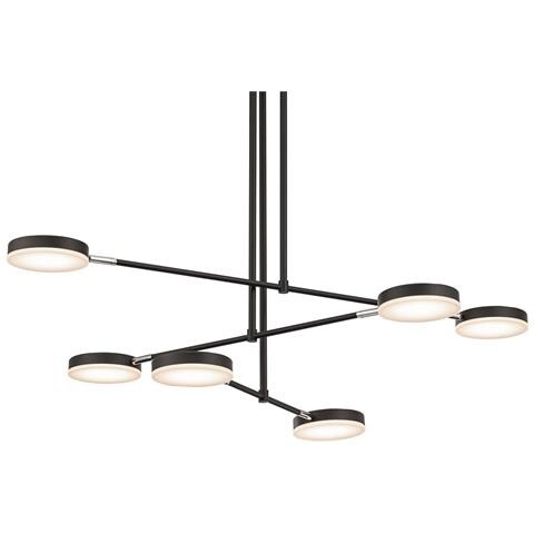 Lampadario A Sospensione Moderno Fad Metallo Nero Acrilico 6 Luci Led 40w - Foto 2