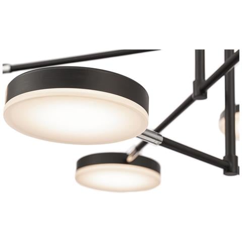 Lampadario A Sospensione Moderno Fad Metallo Nero Acrilico 6 Luci Led 40w - Foto 3