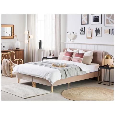 Letto Matrimoniale 160 X 200 Cm In Velluto Beige Marquise - Foto 1