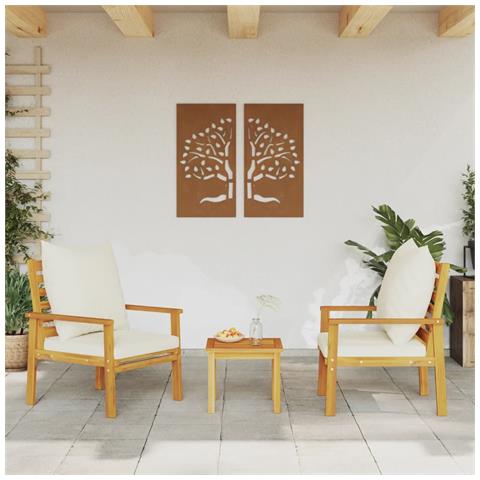 Poltrone Da Giardino 2pz Con Cuscino In Legno Massello Acacia - Foto 3