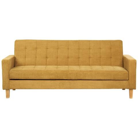 Divano Letto 3 Posti Vehkoo Tessuto Senape - Foto 2