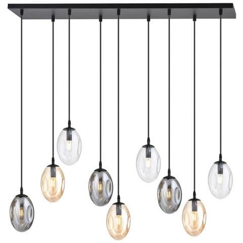 Lampada A Soffitto Astral - Nero, Oro, Ambra - Acciaio Verniciato A Polvere, Vetro - 100x100x22 Cm - Foto 1