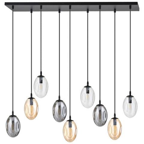 Lampada A Soffitto Astral - Nero, Oro, Ambra - Acciaio Verniciato A Polvere, Vetro - 100x100x22 Cm - Foto 2