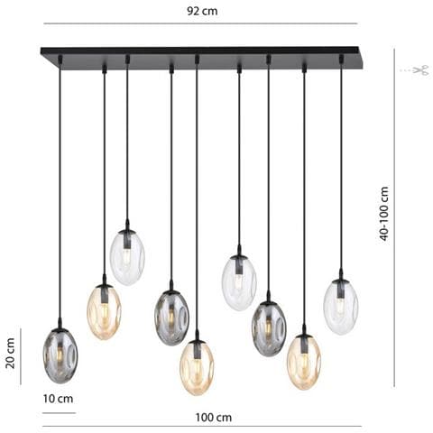 Lampada A Soffitto Astral - Nero, Oro, Ambra - Acciaio Verniciato A Polvere, Vetro - 100x100x22 Cm - Foto 5