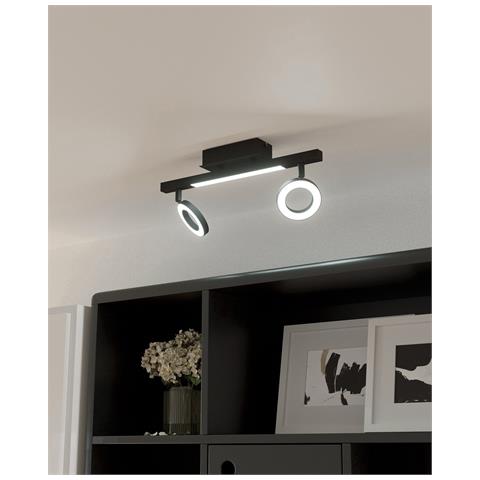 Spot Moderno Cardillio 2 In Alluminio Nero 2 Luci Led 3,2w 3000k Ip20 - Foto 2