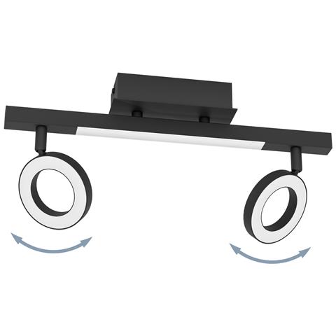 Spot Moderno Cardillio 2 In Alluminio Nero 2 Luci Led 3,2w 3000k Ip20 - Foto 4