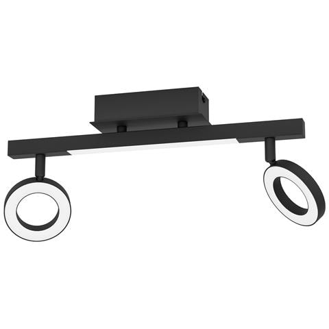 Spot Moderno Cardillio 2 In Alluminio Nero 2 Luci Led 3,2w 3000k Ip20 - Foto 1