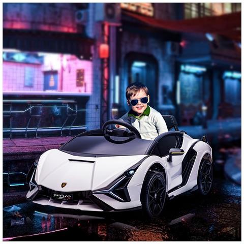 Macchina Elettrica Per Bambini 3-5 Anni Lamborghini 12v Con Telecomando E Velocità 3-5km /h, Bianco - Foto 2