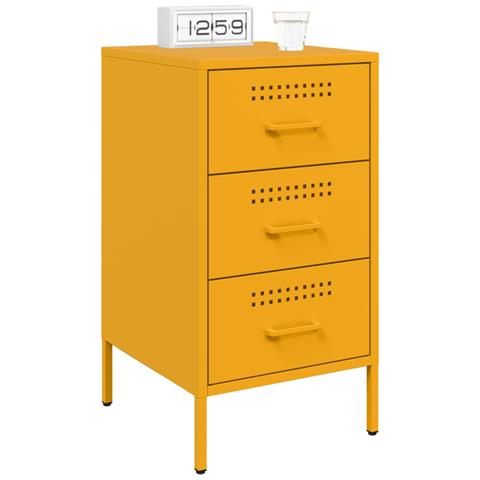 Comodini 2 pz Giallo Senape 36x39x68 cm in Acciaio - Foto 2