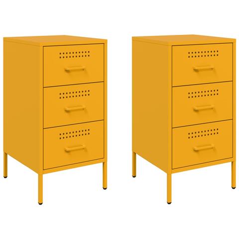 Comodini 2 pz Giallo Senape 36x39x68 cm in Acciaio - Foto 1