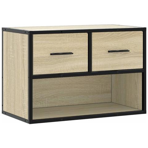 Mobile Tv Rovere Sonoma 60x31x39,5cm Legno Multistrato Metallo - Foto 2