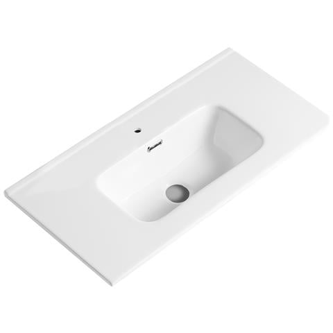 Lavabo Ad Incasso In Ceramica Bianco Lucido Per Mobili Bagno *** Misure : 81x46 Cm - Foto 1