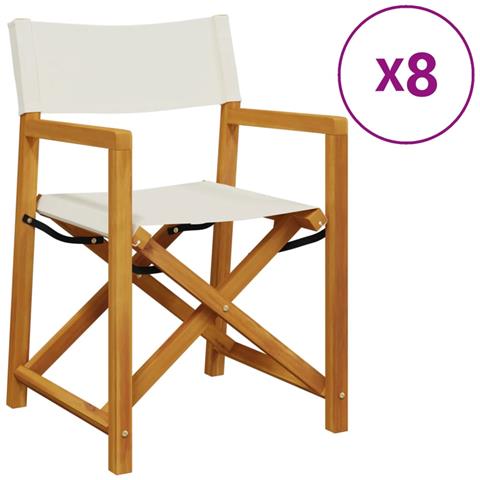 Sedie da Giardino Pieghevoli 8 pz Bianco Crema in Tessuto - Foto 1
