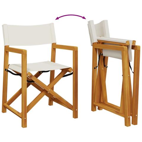 Sedie da Giardino Pieghevoli 8 pz Bianco Crema in Tessuto - Foto 9