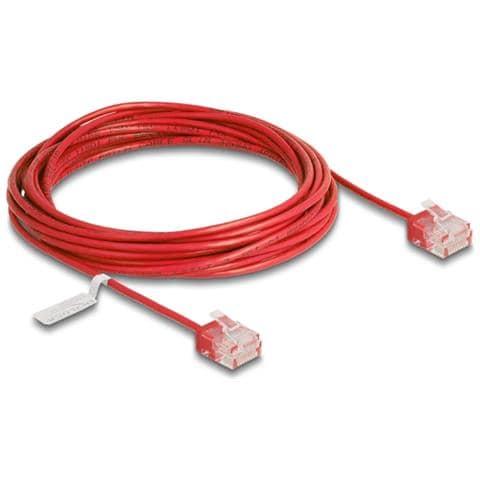Cavo di rete RJ45 Cat. 6 UTP Ultra Slim 5 m rosso con connettori corti - Foto 1