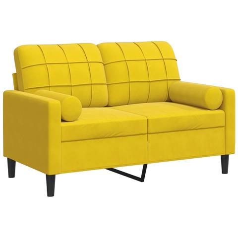 Divano A 2 Posti Con Cuscini Giallo 120 Cm In Velluto - Foto 2