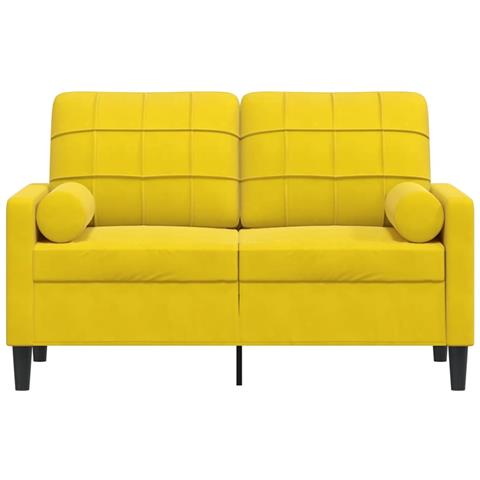 Divano A 2 Posti Con Cuscini Giallo 120 Cm In Velluto - Foto 3