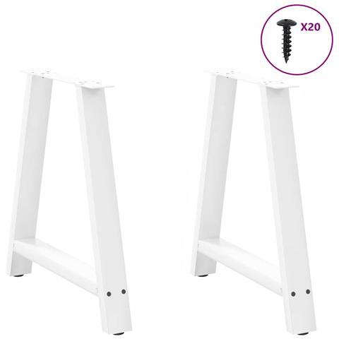 Gambe Tavolino Da Caffè A A 2 Pz Bianco 70x(72-73) Cm Acciaio - Foto 3