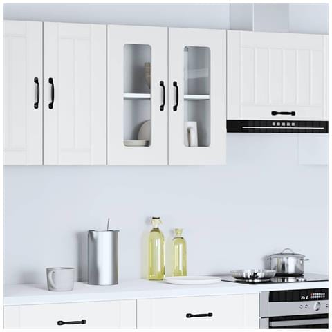 Pensile Da Cucina Con Porta In Vetro Kalmar Bianco Truciolato - Foto 3