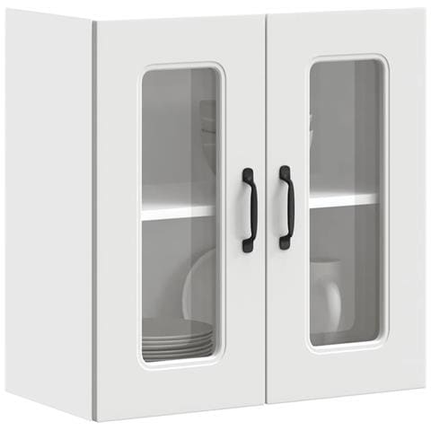 Pensile Da Cucina Con Porta In Vetro Kalmar Bianco Truciolato - Foto 1