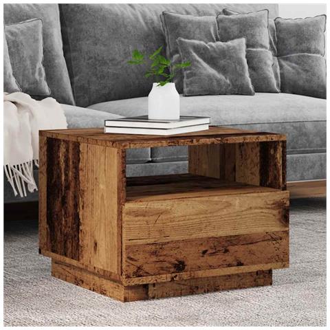 Tavolino Da Salotto Con Luci Led Legno Antico 50x49x40 Cm - Foto 1