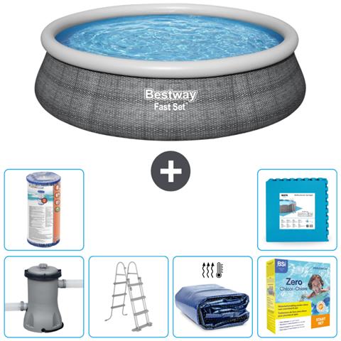 Piscina Fuori Terra - In Giro - 457x107 Cm - Grigio - Include Accessori Coordinati Cb26 - Foto 1