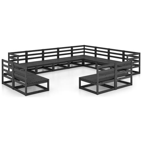 Set Divani Da Giardino 12 Pz Nero In Legno Massello Di Pino - Foto 1
