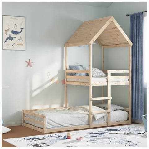 Letto A Castello Senza Materasso 90x200cm Massello Pino - Foto 8