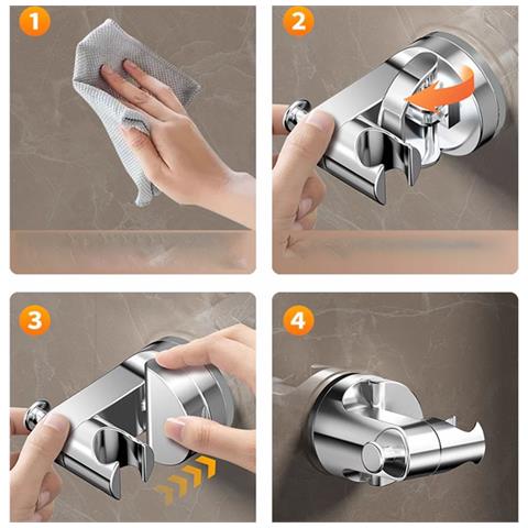 Supporto Regolabile Per Soffione Doccia A Ventosa - Finitura Argento - Foto 5