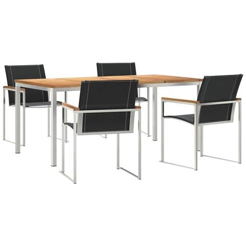 Set da Pranzo da Giardino  da 5 Pezzi in Legno Massiccio di Acacia, Tavolo da Pranzo Esterno  180x90x75 cm in Legno Massiccio di Acacia - Foto 1