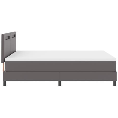 Letto con Rete a Molle e Materasso Grigio 140x200 cm in Pelle Sintetica - Foto 9