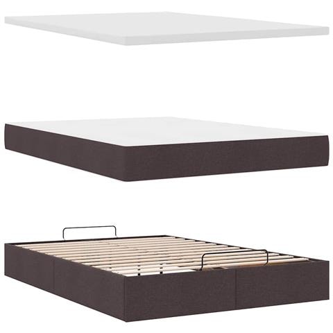 Pouf Letto con Materasso e LED Marrone Scuro 140x190 cm - Foto 9