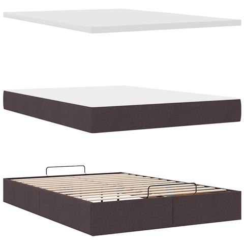 Struttura Letto Pouf con Materasso 140x190 cm in Tessuto - Foto 9