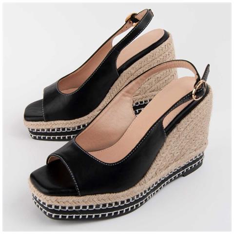 Montevita Sandalo Con Zeppa Esparto Salia Nero . - Foto 1