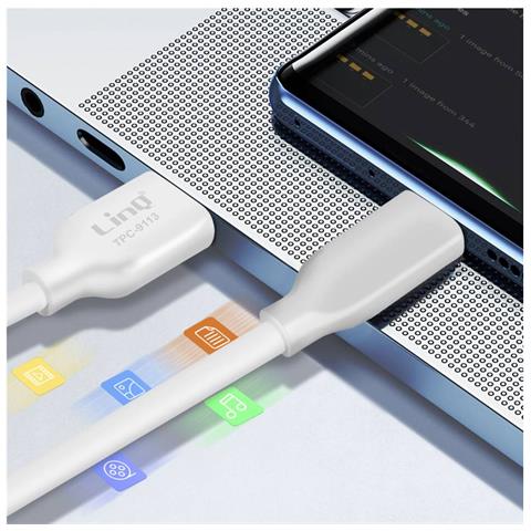 Cavo Di Carica E Trasferimento Usb A Usb-c 3a 36w Veloce 1,2 M, Bianco - Foto 8