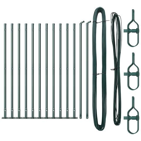 Pali da Fencing con Piastrine di Base 13 pcs Ø32mm 110cm Acciaio Zincato - Foto 1
