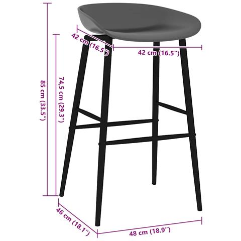 Sedie Da Bar 2 Pz Grigie - Foto 7