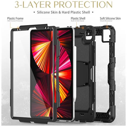 Custodia Per Ipad Air 5/air 4/pro 11"" Con Supporto E Tracolla Nera - Foto 4
