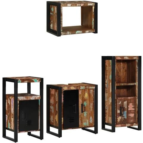 Set di mobili per il bagno 4 pcs Legno massello riciclato - Foto 1