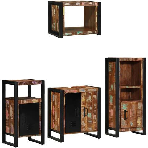 Set di mobili per il bagno 4 pcs Legno massello riciclato - Foto 2