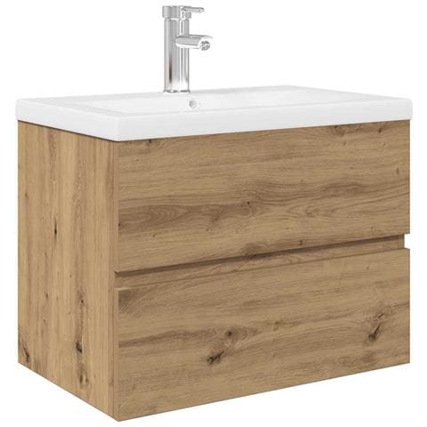 Mobile Bagno con Lavabo Integrato&Rubinetto Rovere Artigianale - Foto 1