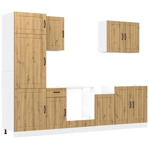 Set Mobili da Cucina 7 pz Lucca Rovere Artigianale Truciolato - Foto 1