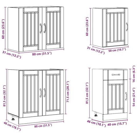 Set Mobili da Cucina 7 pz Lucca Rovere Artigianale Truciolato - Foto 9