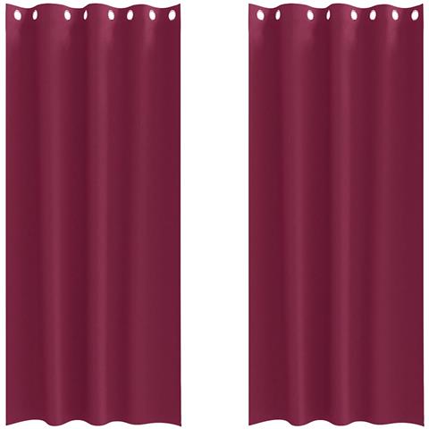 Tende con tende 2 pcs Rosso Vino 260x140cm Poliestere - Foto 1