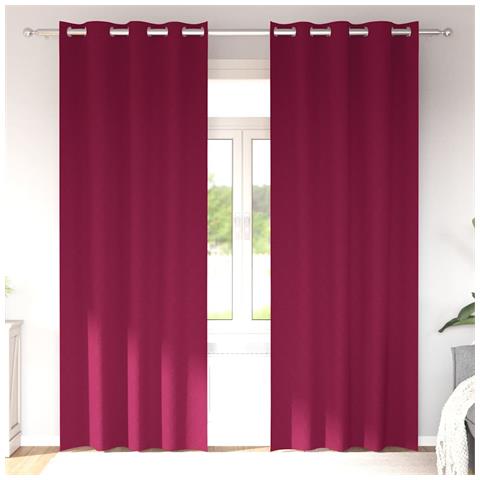 Tende con tende 2 pcs Rosso Vino 260x140cm Poliestere - Foto 2