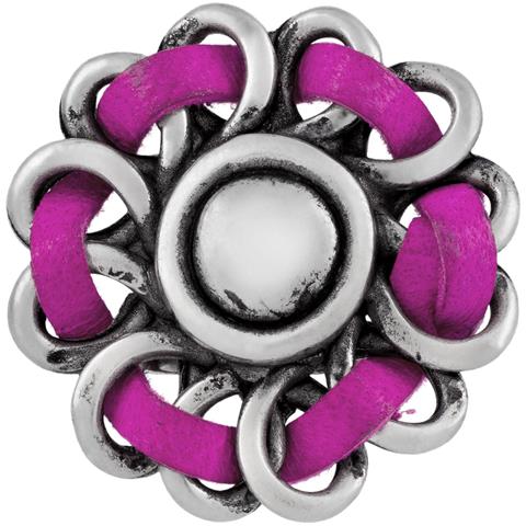 Anello In Argento Sterling 925 Placcato In Pelle, Cucito Con Fiore Fucsia - Foto 2
