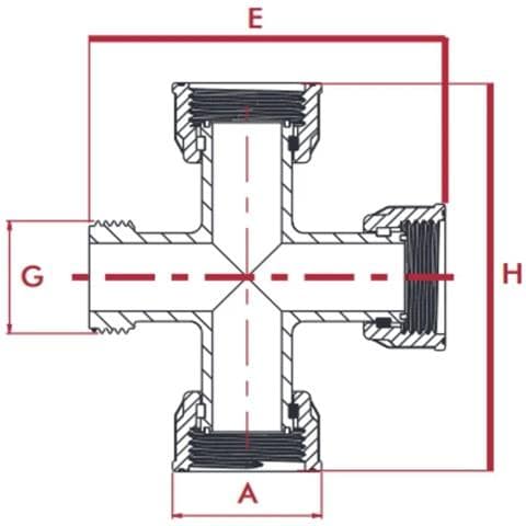 Distributore A Croce Pvc 1 Pollice  Raccordi Per Tubi Irrigazione - Foto 2